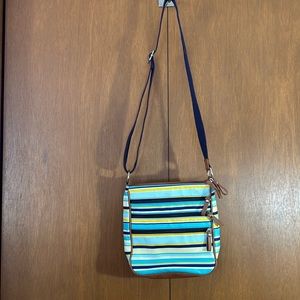 GAL purse, green yellow blue stripe.